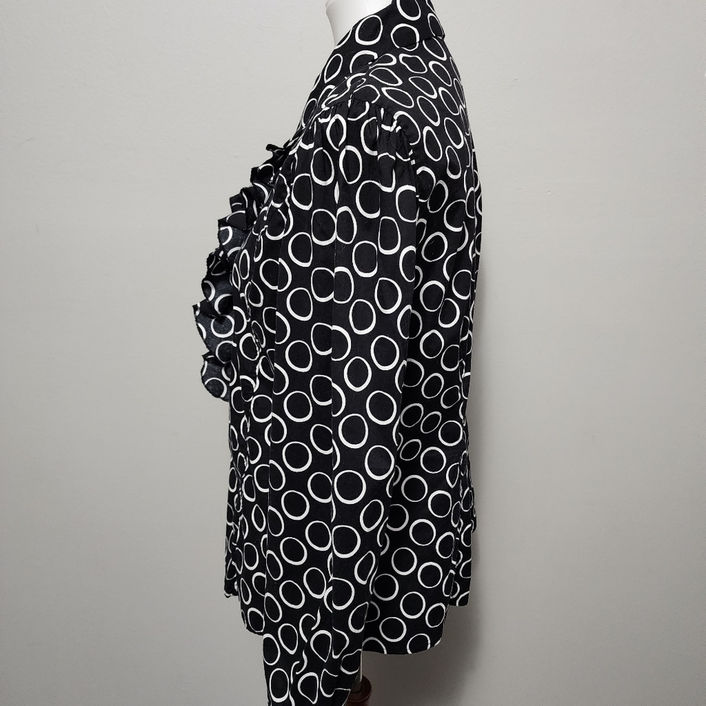 Anthropologie Hester & Orchard Black white ruffle button down size large - Picture 4 of 8